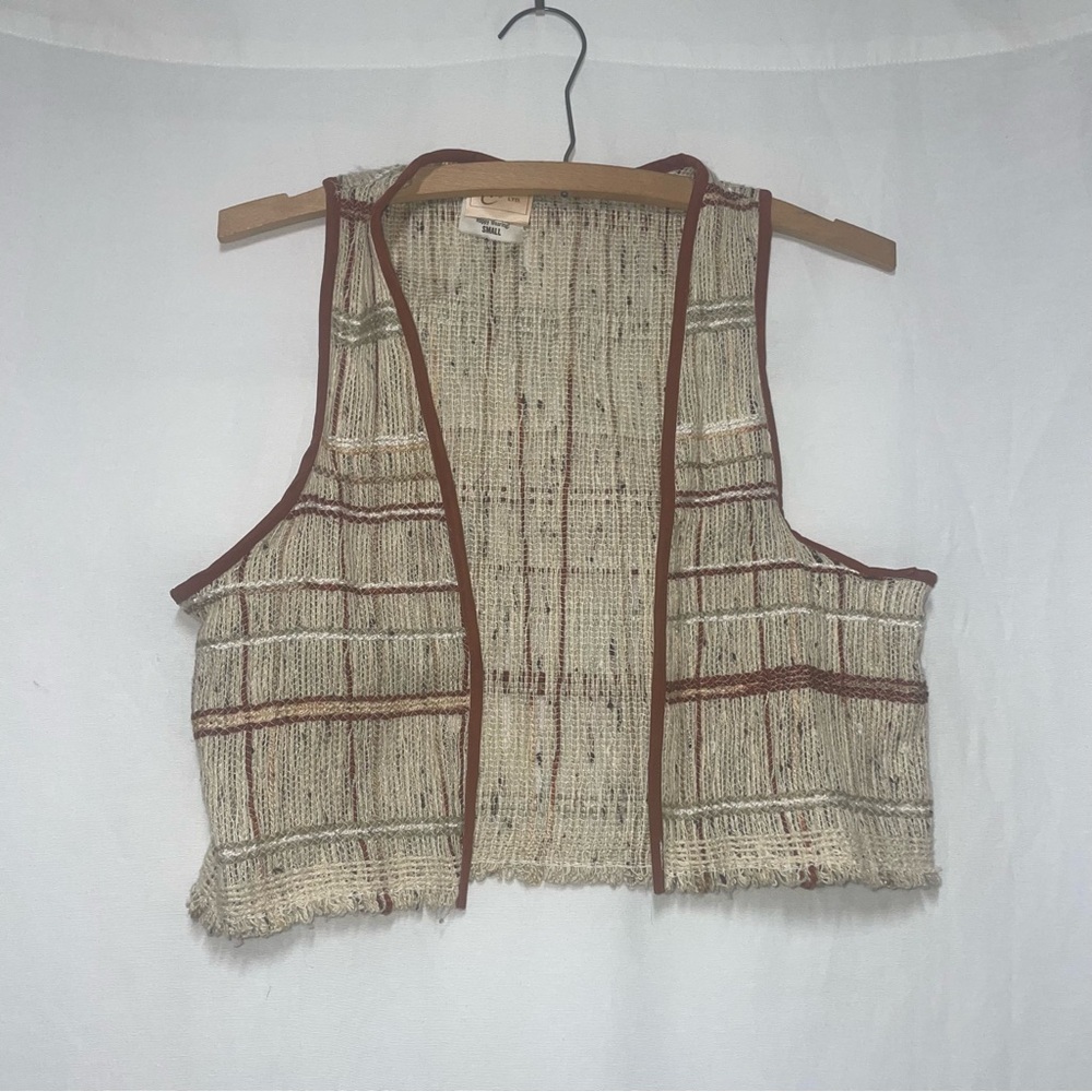 Trisha LTD Womens Small Bohemian Vest Tan/Brown/Rust Red Fall Fasion